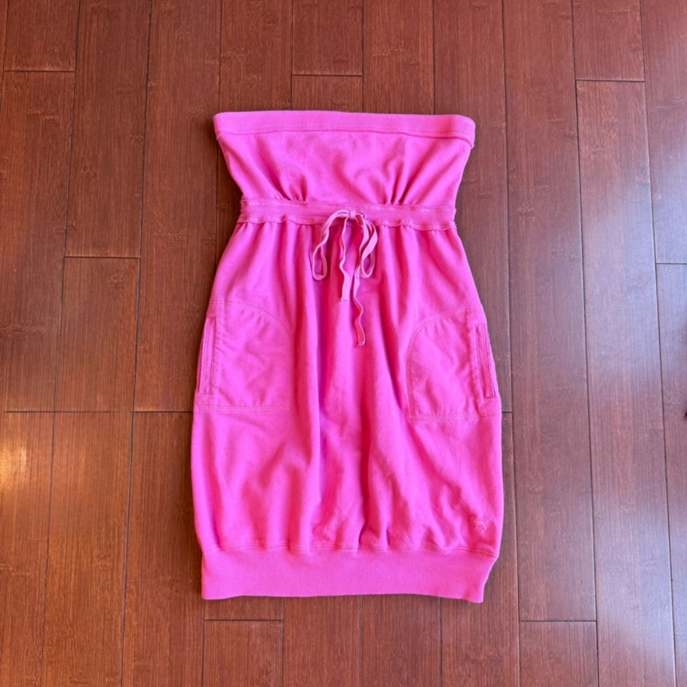 Pink Strapless Dress with Pockets
